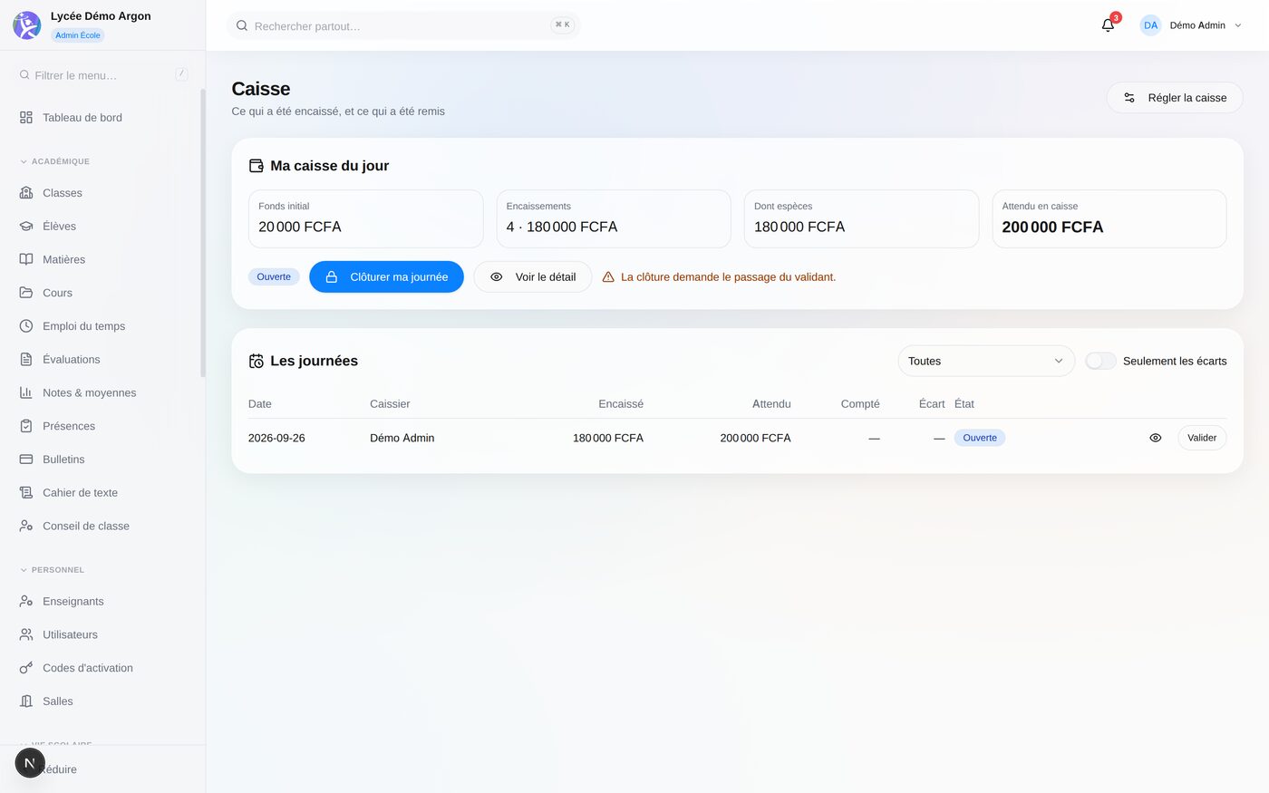 Finances screen