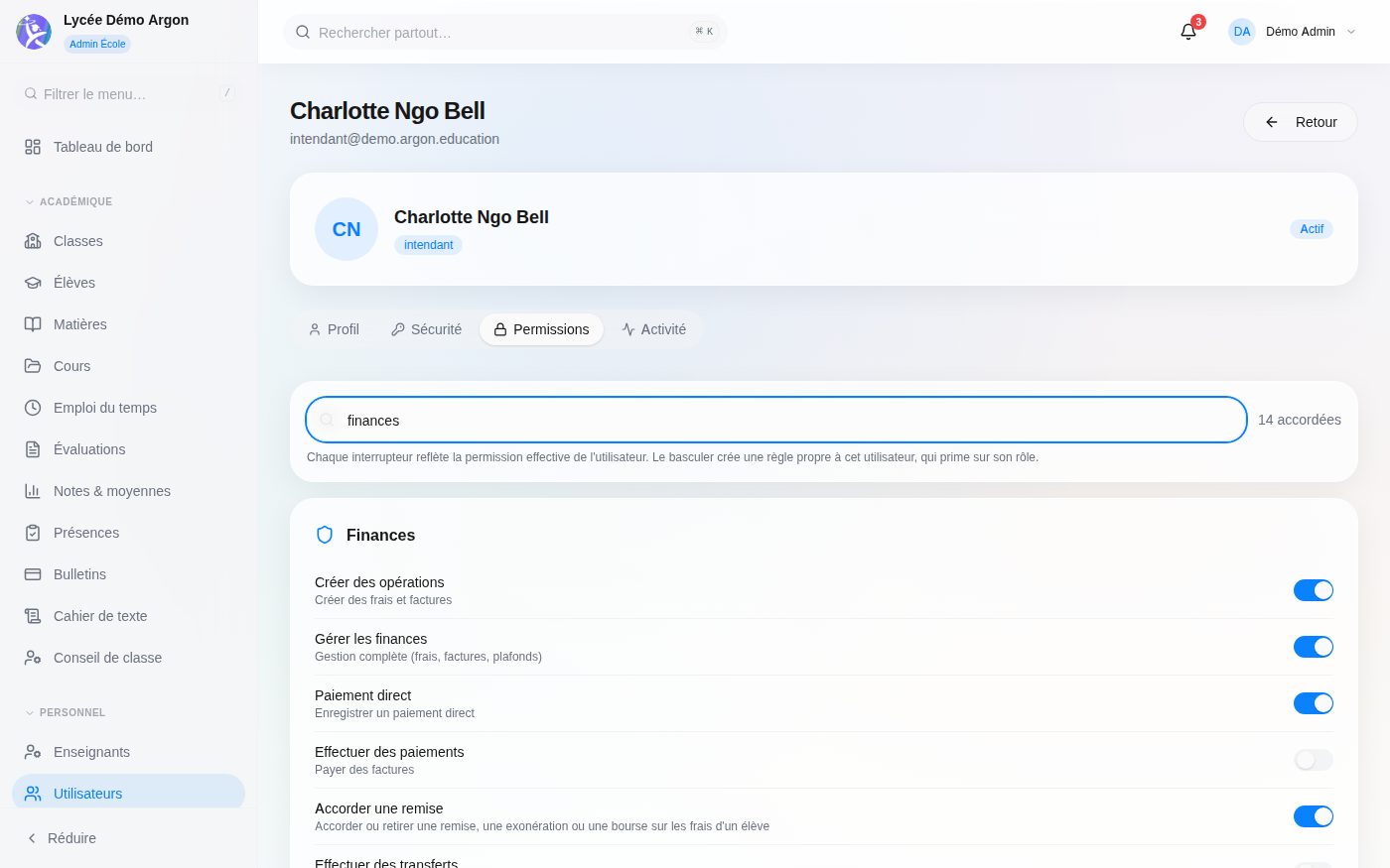 Permissions & Security screen